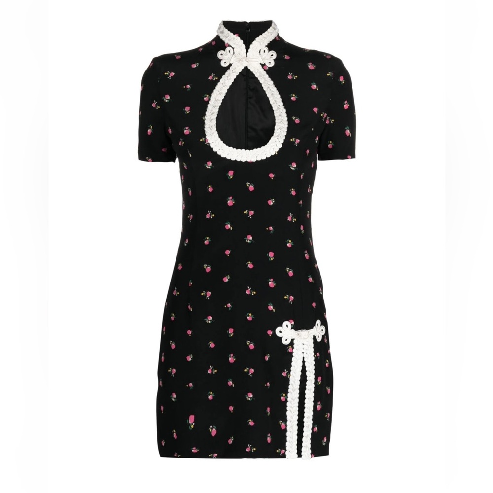 NWT Alessandra Rich Floral print silk satin mini Dress